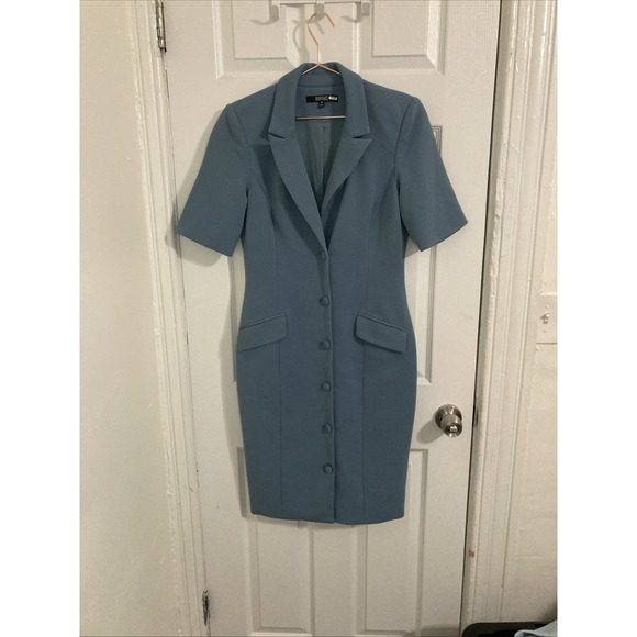 Badgley Mischka Blue Blazer Dress. Size 8 - Picture 5 of 8